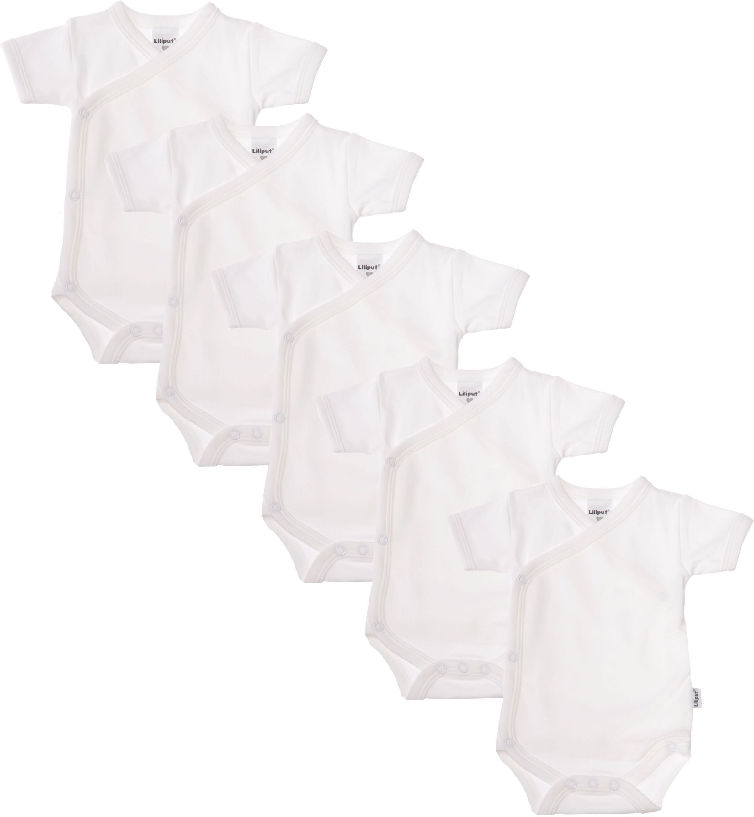 Body LILIPUT, Mädchen, Gr. 50/56, EURO-Größen, weiß, 100% Baumwolle, unifarben, kurz, Bodys Body, mit praktischer Druckknopfleiste