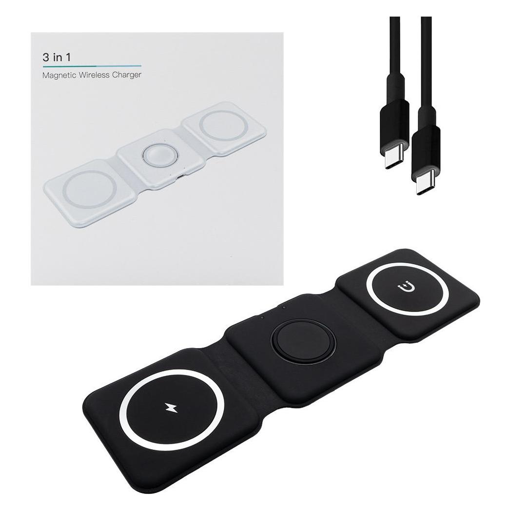 Ecobox Magsafe Drahtloses Ladegerät Schwarz 3in1 15w (15 W) (35729)