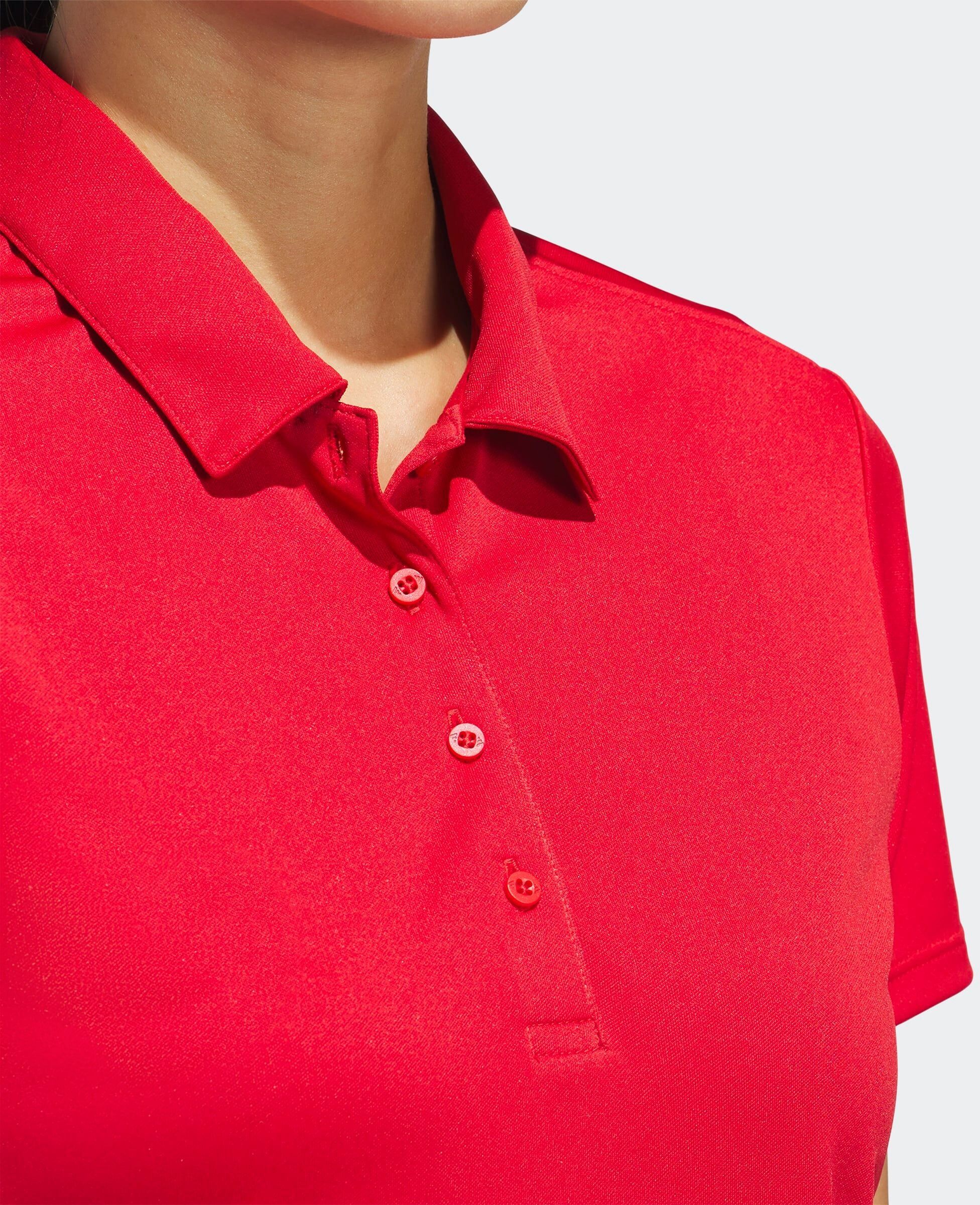 Poloshirt ADIDAS PERFORMANCE "SOLID PERFORMANCE SLEEVE FÜR DAMEN", Damen, Gr. XXL, rot (collegiate rot), Obermaterial: 100% Polyester, Shirts Poloshirt, mit Druckknopfverschluss, aus Polyester, leichtes Pikeematerial collegiate rot XXL
