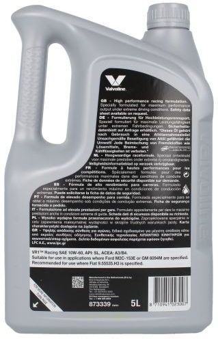 Motoröl VALVOLINE 908786 VR1 RACING 10W60 5L