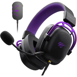 Havit H2002C+U (black+purple) (Kabelgebunden), Gaming Headset, Violett, Schwarz