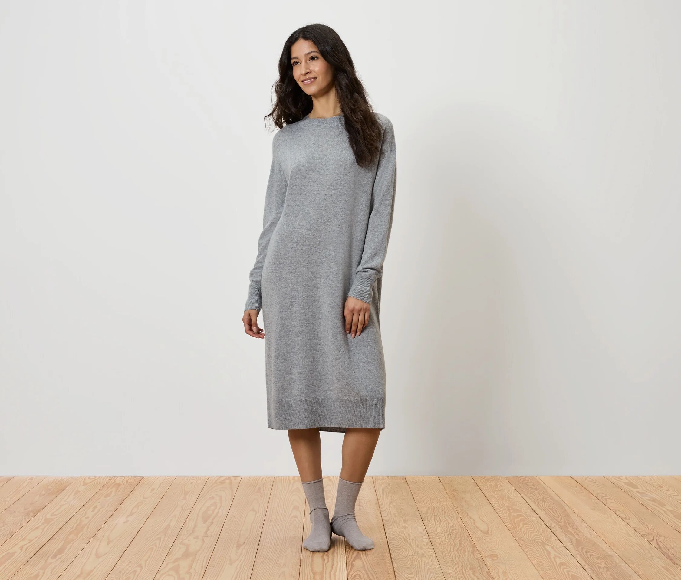 Tchibo - Strickkleid mit Cashmere - Damen - Gr. S - grau