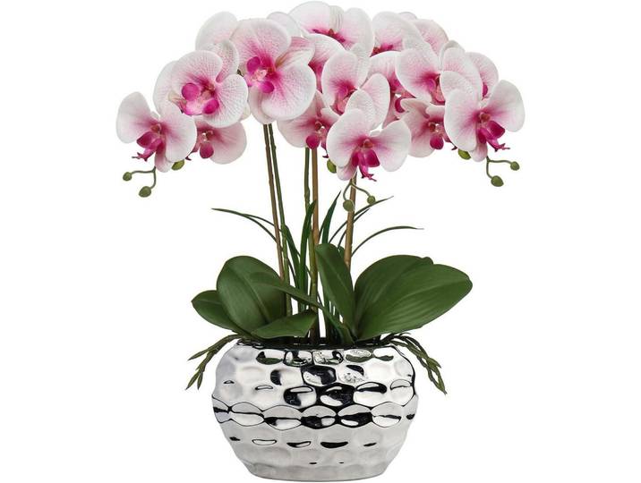 Kunstorchidee Phalaenopsis 44 cm Rosa im Keramiktopf, 44 cm, Dekoration, Blumen & Blumentöpfe, Kunstblumen
