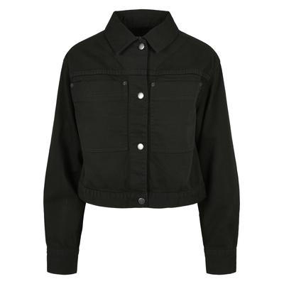 Langmantel URBAN CLASSICS "Urban Classics Damen Ladies Short Boxy Worker Jacket", Damen, Gr. XL, schwarz, 100% Baumwolle, Mäntel