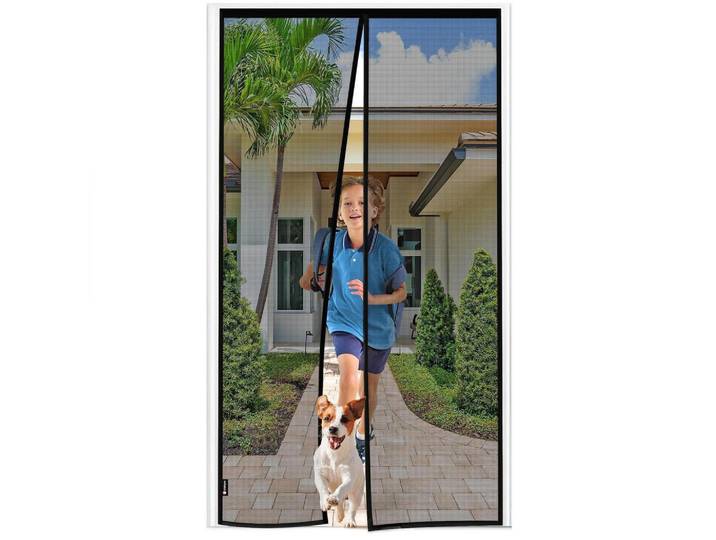 Fliegengitter Balkontür mit stärkeren Magneten, schwarz, Schwarz, 90x230x2 cm, Heimtextilien, Vorhänge, Fertigvorhänge, Fertigstore