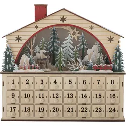 Melvin Adventskalender mit LED-Beleuchtung 34 cm, natur
