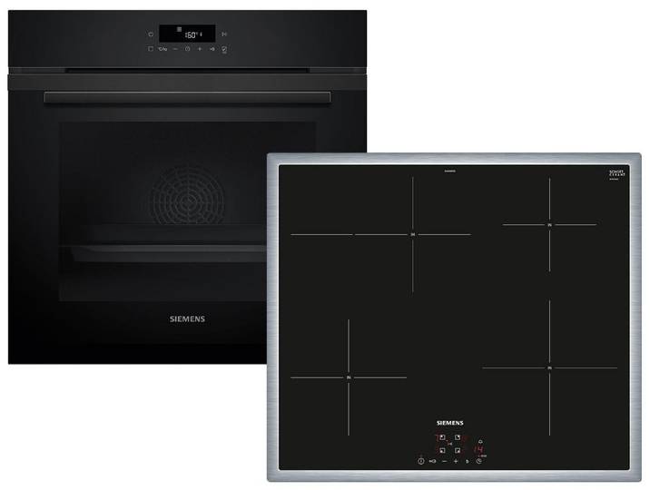 SIEMENS Backofen-Set, mit Teleskopauszug nachrüstbar, Pyrolyse-Selbstreinigung, Powerboost-Funktion, Timer