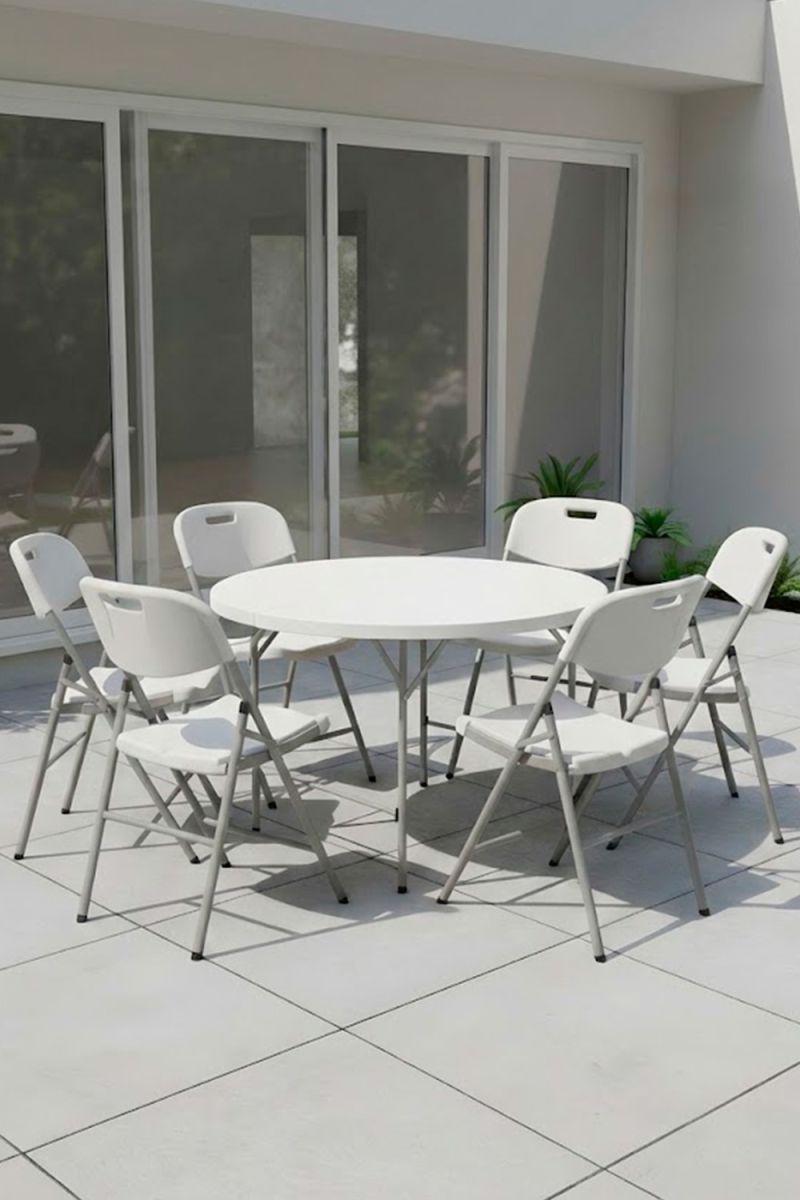 RegalosMiguel Pack 6 Sillas Plegables de jardín Resin - Blanco