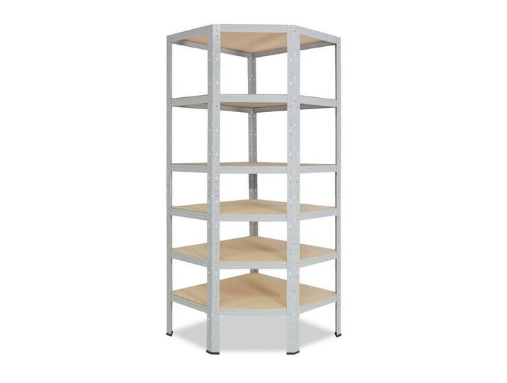 shelfplaza Eckregal OFFICE, 230x90x60cm lichtgrau, Metall Eckregal stehend mit 6 Böden