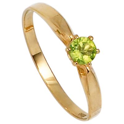 Goldring JOBO Gr. 50, gelb (gelbgold 585), Fingerringe, Damen, 50, Gelbgold 585, Goldring, 585 Gold mit Peridot