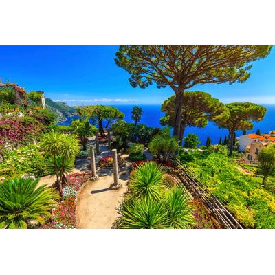 Fototapete PAPERMOON "Garten am Meer", bunt, B:3,5m L:2,6m, Vlies, Tapeten