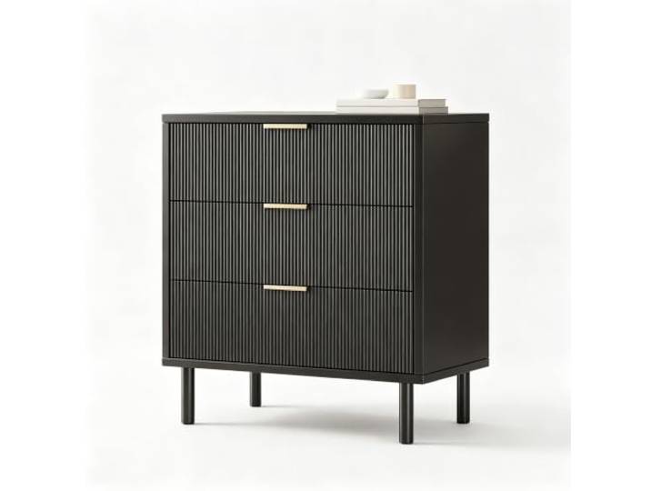 Litake Fluted Kommode mit 3 Geräumigen Schubladen – Metallbeine 70x41x76 cm Marmorierte 3-Schubladen-Kommode mit Anti-Kippsystem, Wellenoptik, Einer Eleganten Ausstrahlung als Nachttisch oder Sideboard