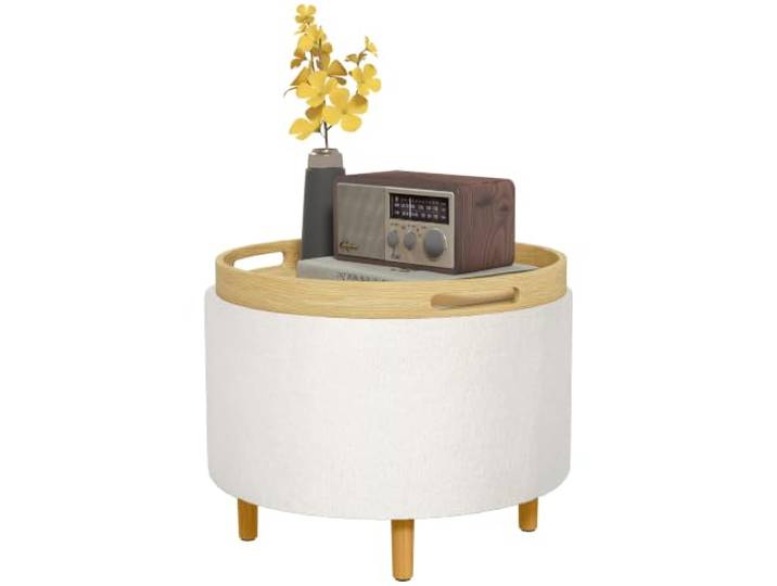 HOMCOM Sitzhocker mit Stauraum mit Klappdeckel 56 x 56 x 42 cm Weiß