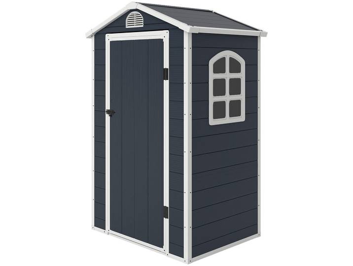Outsunny Gerätehaus Gartenhaus mit Fenster Pultdach Outdoor Metall Grau, 104x204x134 cm, Gartenzubehör, Geräteschuppen