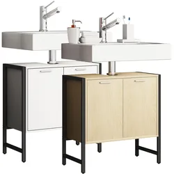 VCM, Waschbeckenunterschrank, Holz Badunterschrank Edino Drehtüren (60 x 30 x 60 cm)