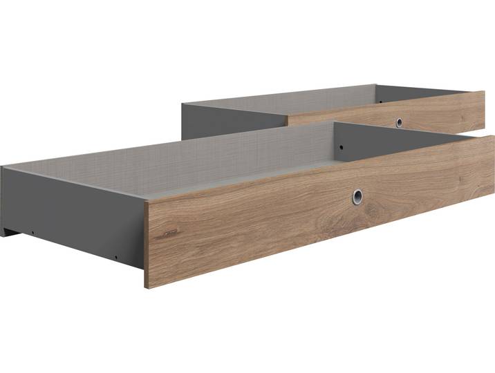 Bettschubkasten WIMEX Valencia , braun (plankeneiche nachbildung), B:141cm H:20cm T:61cm, Holzwerkstoff, Schubladen, Bettschubkasten, im 2-er Set