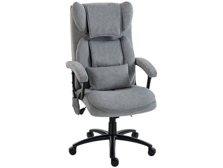 Homcom Bürostuhl mit Massagefunktion aus Polyester Grau, Metall, Füllung: Schaumstoff,Schaumstoff, 70.5x122x76 cm, Büromöbel, Bürostühle, Drehstuhl