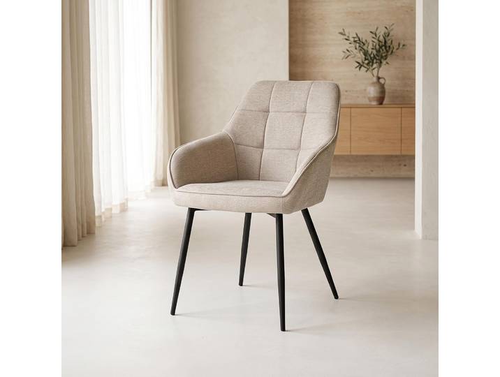 Chaise de salle à manger en tissu couleur sable - Nolan Square