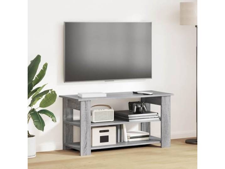 GKMBCVDFR TV-Ständer Graues Sonoma Holzwerkstoff 100x40x50 cm Lowboard Modernes Design, robustes Holzwerkstoff, geräumige Regale, vielseitige Nutzung, Wohnzimmer