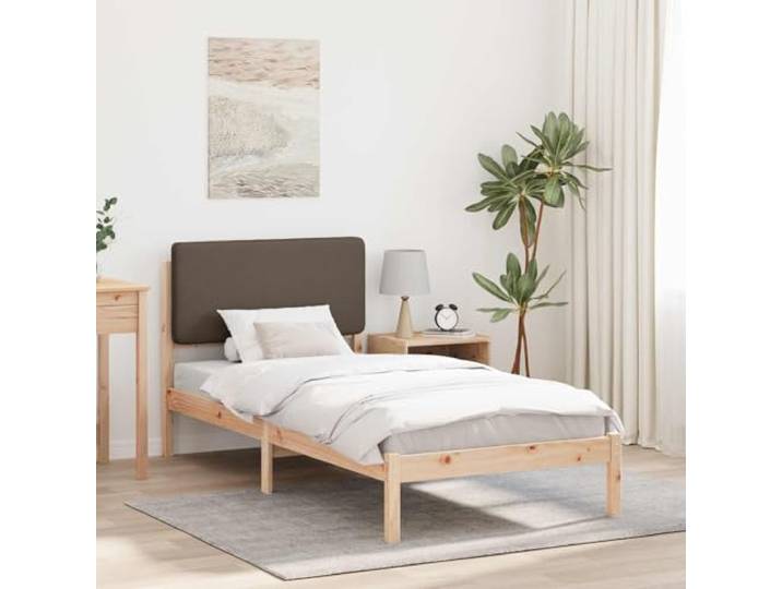 Kiefernholz gepolstertes Kopfteil Modernes Schlafzimmer Bettgestell Taupe Bettgestell mit gepolstertem Kopfteil Taupe 90x190 cm Massivholz Kiefer Plattform Bettrahmen ohne Boxspring Lesen Stilvoll