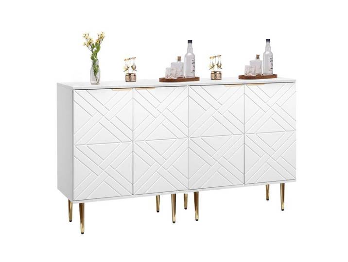 Buffet 147cm 4 portes blanc garde-manger bar café salle à manger/cuisine