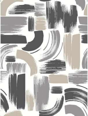 RoomMates Grey & White Modern Brushstrokes Peel and Stick Wallpaper