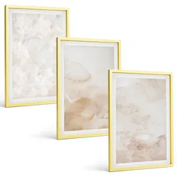 BILDER SET 3er Set - 40x60 cm Goldrahmen - Modische Pastelltexturen