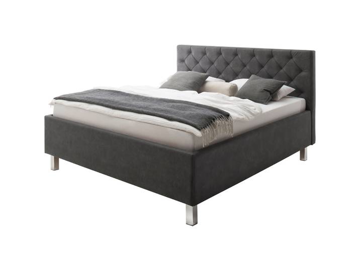 Bett Belial anthrazit Bezug Stoff 180 x 200 cm - Bett