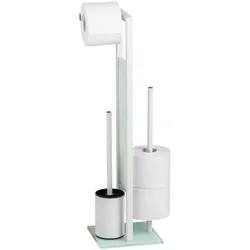 WENKO Stand WC-Garnitur Mod. Rivalta Weiß, integrierter Toilettenpapierhalter und WC-Bürstenhalter