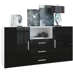 SIDEBOARD Skadu Front in Schwarz Hochglanz