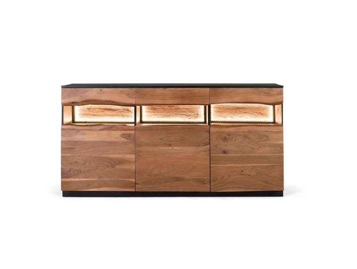 Buffet en bois d'acacia naturel et noir 180 cm