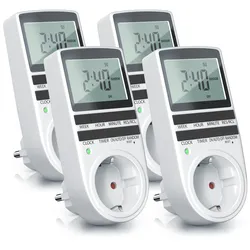 BEARWARE 4x Zeitschaltuhr LCD-Display / 3680W / 10 konfigurierbare Programme