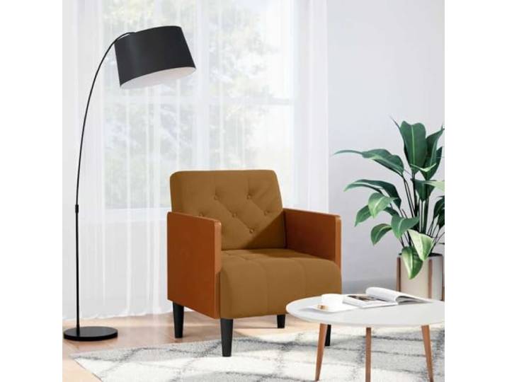 IBUQDDV Sessel mit Armlehnen Braun 55 cm Samt Sofa mit Sperrholzrahmen Schaumstoff und Feder, Sperrholzrahmen, Wohnzimmer, Schlafzimmer, Arbeitszimmer, Empfangsbereich