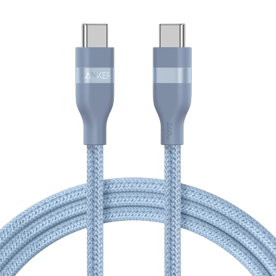 Anker USB-C to USB-C Cable (3 ft / 6 ft, 240W, Upcycled-Braided) 6 ft / Ice Lake Blue