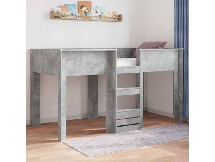 RJPLMFV Etagenbett für Kinder, 90 x 190 cm, Betongrau Holz aus Holz, 2 Betten inklusive, modernes Design, inklusive Latten, geteiltes Schlafzimmer