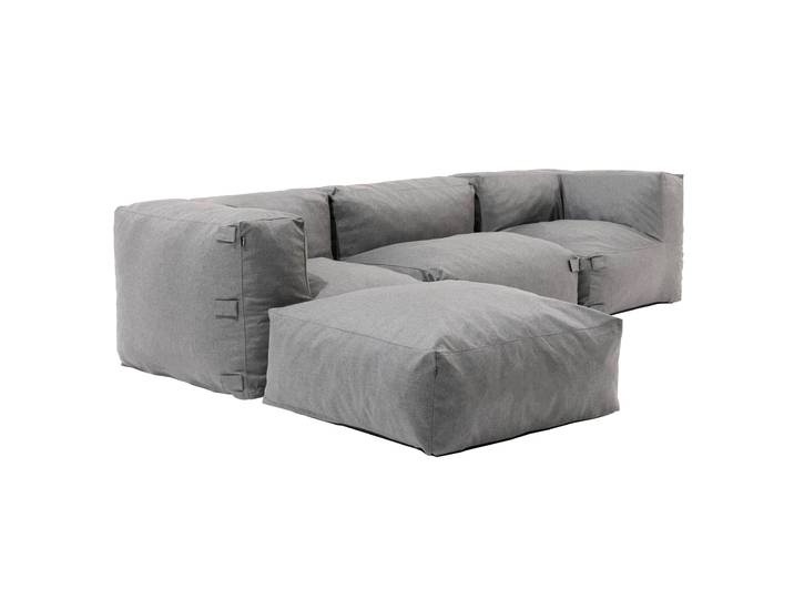 Modulare Gartenmöbel für 4 Personen bestehend aus 1 Sessel, 2 Ecksesseln und 1 Sitzsack