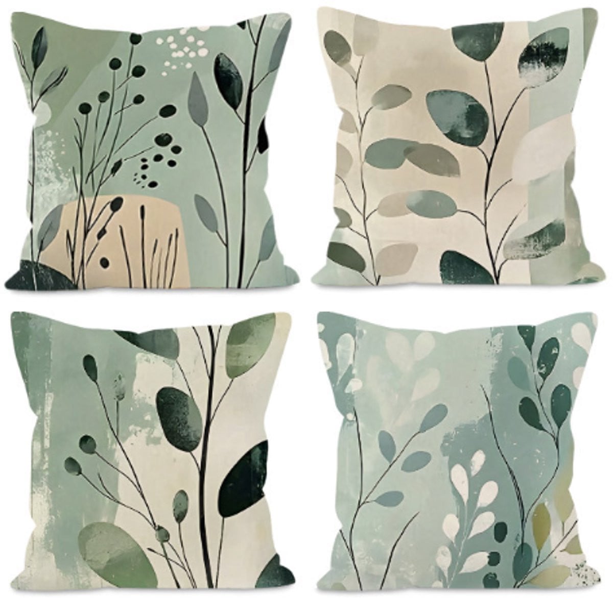 Decoratieve kussensloop met bloemenprint van linnen, 40 x 40 cm