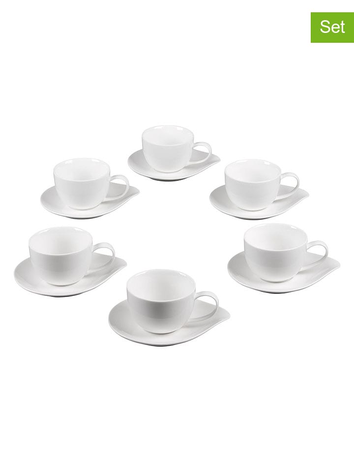TABLE PASSION 6er-Set: Kaffeetassen "Petale" in Weiß - 100 ml - onesize