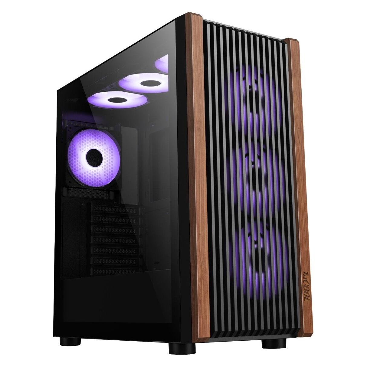 CAS 1stCOOL skříň G6 Noble, Mid Tower, ATX, AU, Průhledná Bočnice, 4x 120mm ARGB Fan, Černá (ATX) (ML-G6-NOBLE-USBC-ARGB)