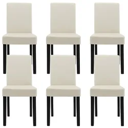 Esszimmerstuhl Hamburg 6er Set Kunstleder Creme [en.casa]