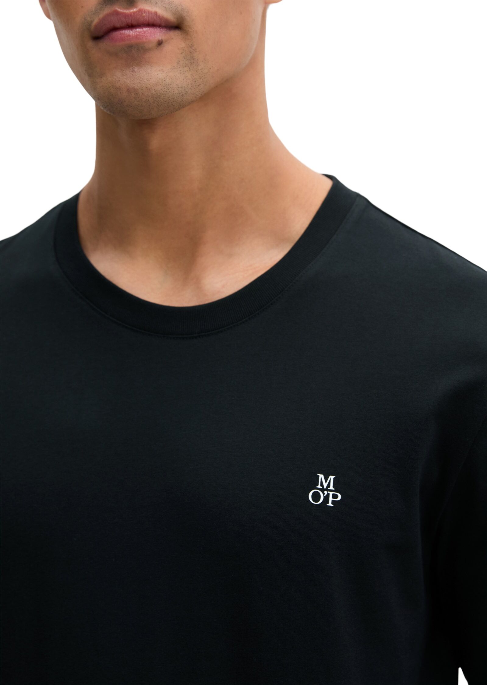 Marc O' Polo Longsleeve MARC O'POLO, Herren, Gr. M, rot (schwarz), Jersey, Obermaterial: 100% Baumwolle, Basic, normal, Rundhals, Shirts Longsleeve, shaped aus Bio-Baumwolle schwarz M
