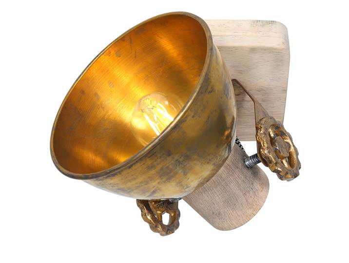 Deckenleuchte Gearwood VII Ø 19cm Gold Material: Metall, Holz teilmassiv Metallart: Aluminium Oberfläche Holz: Geölt Oberfläche Metall: