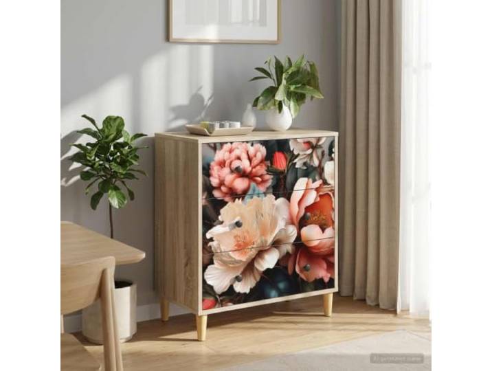 Kommode Sonoma 66 x 36,5 x 75 cm, BORNE mit 3 Schubladen Holzwerkstoff Holzwerkstoff mit verstärkter Struktur, erhöhte Füße für Luftzirkulation, für Schlafzimmer und Flure, 30 kg