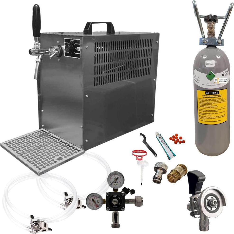Zapfanlage Bierkoffer 60l/h Komplettset Typ M(M) 2 kg CO2 und Reinigungsset