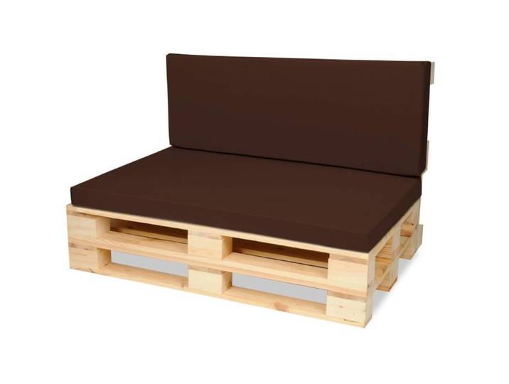Matelas Coussin Dossier pour Palette Canapé 120x80 cm et Appui 120x40 - imperméable - Marron - SUPERKISSEN24