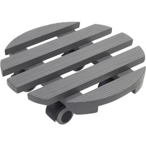Metafranc Pflanzenroller WU0825240, für innen, aus Kiefernholz, grau, Feststellbremsen, Ø 30 cm, bis 60 kg