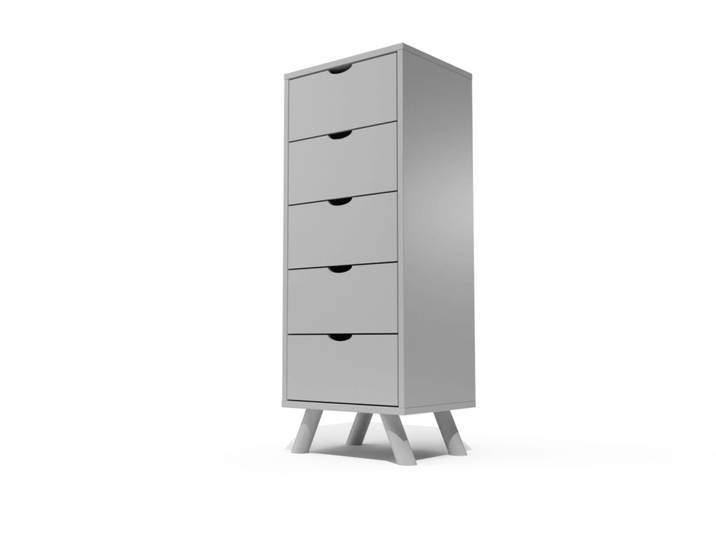 Chiffonnier Scandinave bois 5 tiroirs Viking Gris