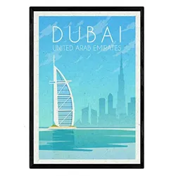 POSTER Dubai Stadtfarben A3 Schwarzer Rahmen
