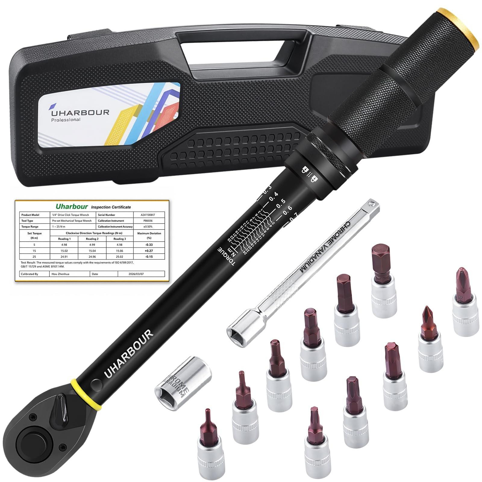 Merkloze Fietssleutel met Torque Wrench 1-25 Nm en Accessoires