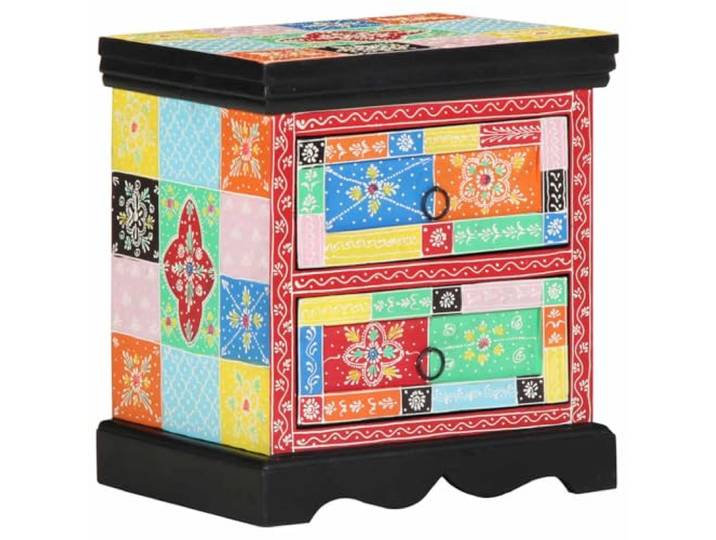 GHVBNMF Nachttisch Massivholz Mango 40x35x45 cm Mehrfarbig Beistelltisch Kompakter Kommodenschrank für das Schlafzimmer aus Echtholz bietet praktische Ablagefläche und stilvolles Design.